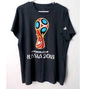 Adidas FIFA World Soccer Cup Russia 2018 Gray T-Shirt Tee Size Large Women